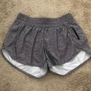 Lululemon Hotty Hot 4” Heather Gray Lined Shorts